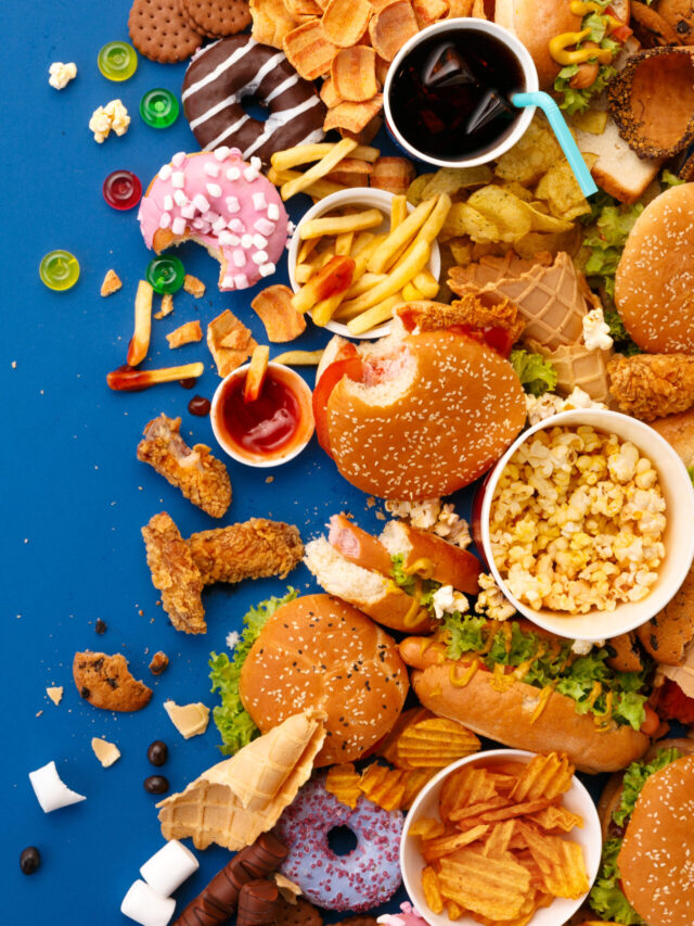 Fast food dish on blue background